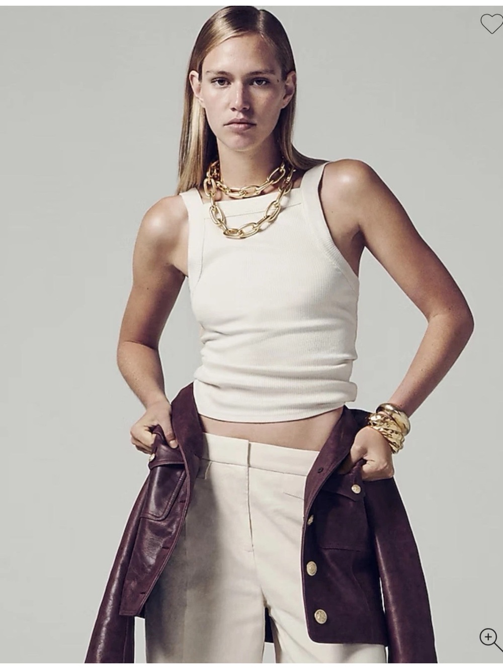 J. Crew Cream vintage Ribbed Wide Strap Tank Top